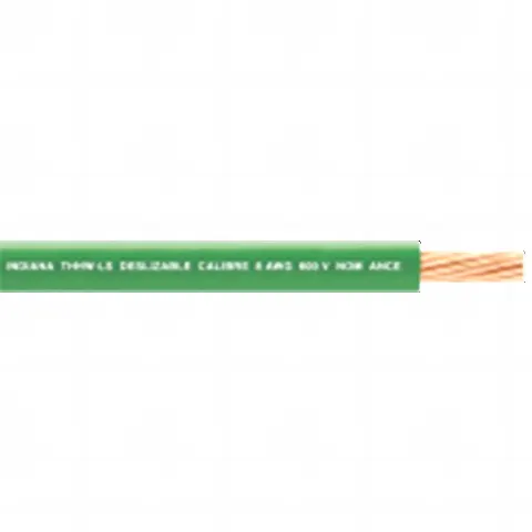 Cable Eléctrico de Cobre Recubierto THW-LS Calibre 14 AWG 19 Hilos Color Verde (100 metro)