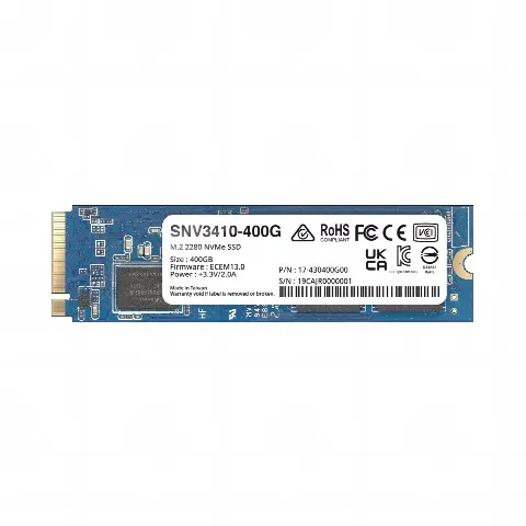 SSD 400GB NVMe M.2 2280, diseñada para Synology NAS con ranuras M.2 integradas