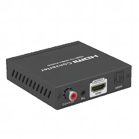 Extractor de Audio de HDMI a HDMI + Audio / Salida de Audio Digital o Análoga / SPDIF / Toslink / Auxiliar 3.5mm (Estéreo) / Salida HDMI solo video / Soporta ARC / HDR / HDCP / Separa el Audio del Contenido HDMI .