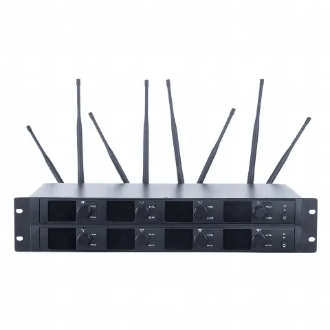 Receptor Inalámbrico / 8 Canales / U-Band 540-690 MHz / Modulación PI/4-DQPSK / Pantalla TFT-LCD 2.2" / Salida Balanceada y Desbalanceada / Encripción de Audio