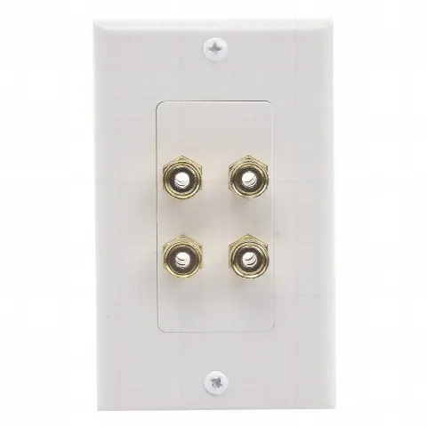 Placa de Pared para Altavoces / 2 Canales / Postes Tipo Banana / Conectores Chapados en Oro / Estilo Decora 1 Unidad / 75 x 115 mm