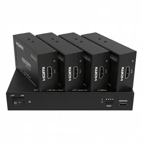 Splitter Extensor HDMI 1x4 / 4K@60Hz / Transmisión 60 m (196.9 ft) / Cable Cat6 / EDID / HDCP 2.2 / Salida Loop