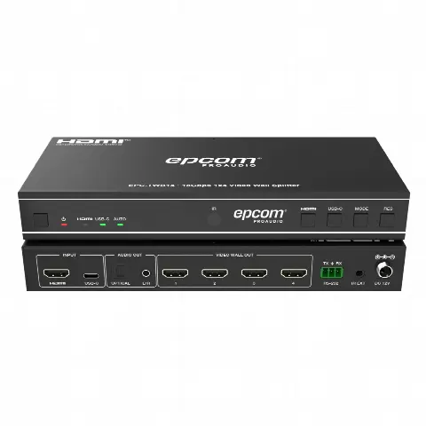 Controlador de Videowall / 1x4 HDMI / 4K@60Hz / 18 Gbps / 8 Modos de Visualización / Audio Óptico y Analógico / USB-C / RS-232 e IR