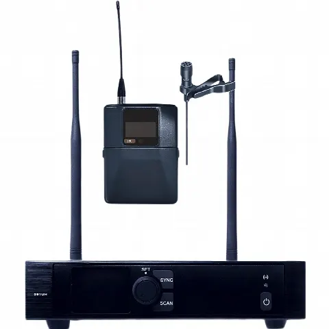 Sistema de Micrófono Inalámbrico / Receptor 1 Canal U-Band 540-690 MHz / Micrófono de Solapa Digital / Modulación PI/4-DQPSK / Pantalla TFT-LCD 2.2" / Encripción de Audio / Autonomía >10 Horas