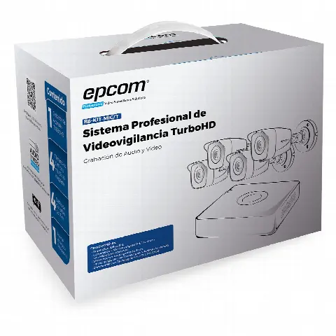 Kit TurboHD / DVR 4 Canales / 1080p Lite / 4 Cámaras Bala con Micrófono Integrado / IR 20 m (65.6 ft) / IP66 / Audio por Coaxitron