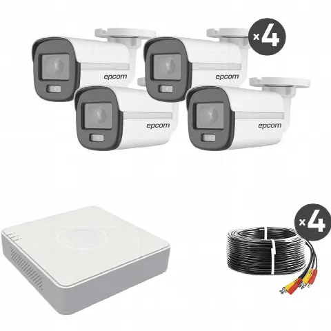 Kit de Videovigilancia TurboHD / 1080p Lite / 4 Cámaras Bala ColorVu / DVR 5 Canales / IR 20 m (65.6 ft) / IP66
