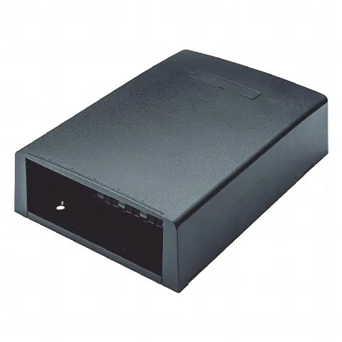 Caja de Montaje en Superficie, Con Accesorio para Resguardo de Fibra Óptica, Para 12 Módulos Mini-Com, Color Negro