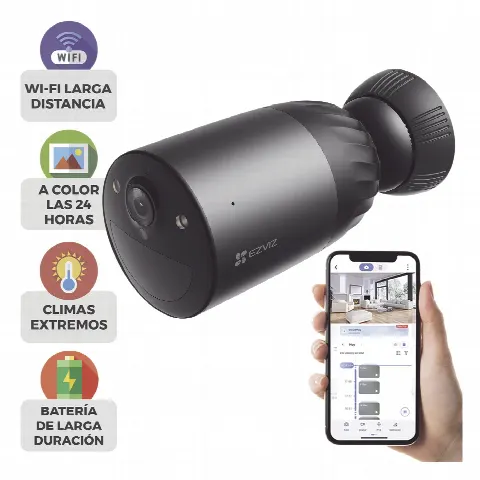 Cámara IP WiFi / 4K 8 MP / Lente 2.8mm / Visión Nocturna Color 15 m (49.2 ft) / Batería Recargable / Audio Bidireccional / IP65