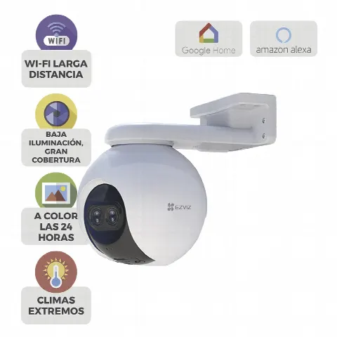 Cámara PT IP / 2 Megapixel / Lente Dual 2.8 mm y 12 mm / Visión Nocturna Color 30 m (98.4 ft) / Wi-Fi 2.4 GHz / IP65 / Cobertura 360°