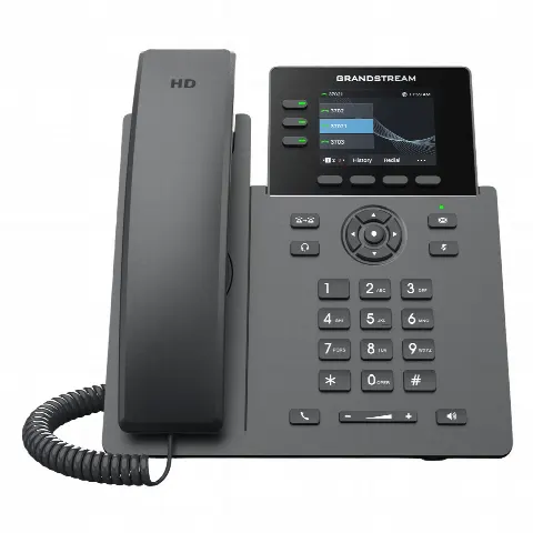 Teléfono IP / 3 Líneas SIP / 12 Botones Virtuales Programables / Pantalla LCD 2.8 Pulgadas / Puertos Gigabit con PoE / Audio HD