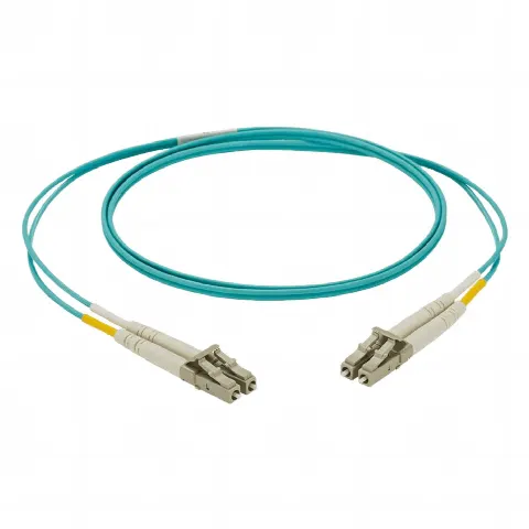 Jumper de Fibra Optica Multimodo 50/125 OM3, LC-LC Duplex, LSZH, Color Aqua, 3 Metros
