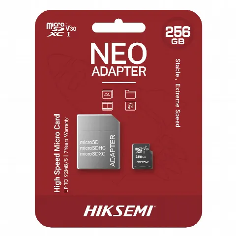Memoria microSDXC / 256 GB / Clase 10 / Lectura 92 MB/s / Escritura 50 MB/s / NAND TLC / Resistente Agua y Golpes / Adaptador SD Incluido