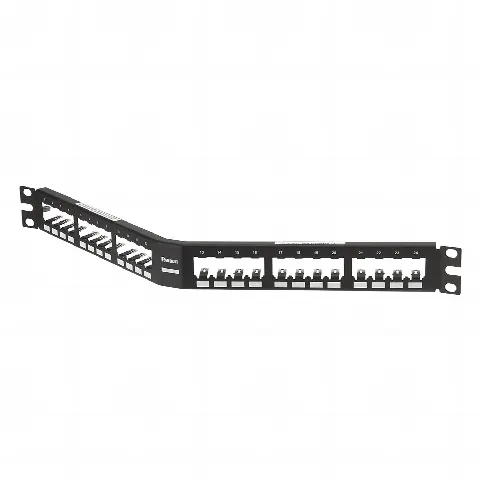 Panel de Parcheo Modular Mini-Com (Sin Conectores), Angulado, Totalmente Blindado, de 24 puertos, 1UR