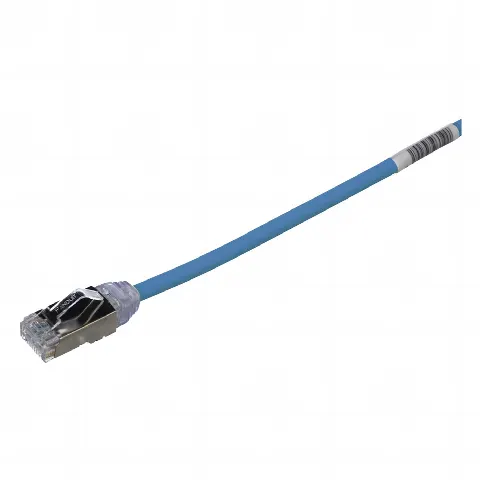 Patch Cord Cat6A, Diametro Reducido 28 AWG, Blindado S/FTP, CM/LS0H, 0.20 m (0.66 ft), Color Azul