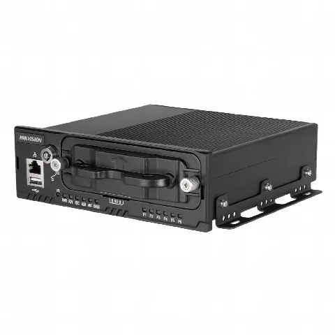 NVR Móvil / 8 Canales / 5 Megapixel / 4 Puertos PoE + 4 Vía Switch / 2 Bahías HDD / GPS Integrado / Conector M12 / 9-36 VCC
