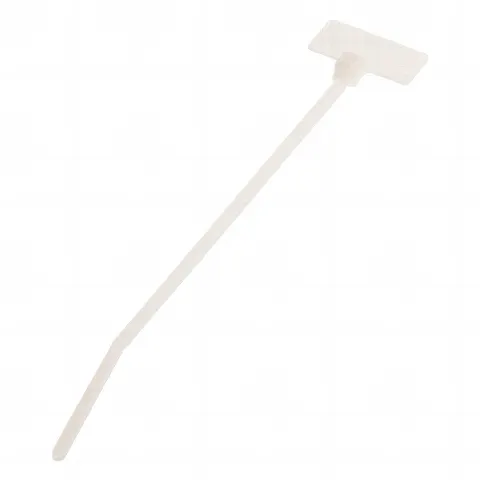 Cincho de Identificación Tipo Bandera, 109 mm largo x 2.4mm ancho, Área de Marcado de 7.9 x 19.1 mm, Nylon 6.6, Color Natural, Bolsa de 100pz 
