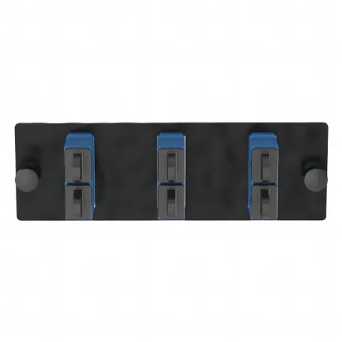 Placa Acopladora de Fibra Optica FAP, Con 3 Conectores SC Duplex (6 Fibras), Para Fibra Monomodo OS1/OS2, Color Azul