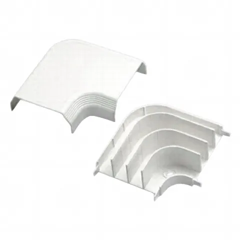 Curva de radio controlado, para uso con canaleta T70, Material PVC Rígido, Color Blanco Mate