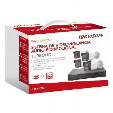 Kit TurboHD / 3K 5 Megapixel / DVR 4 Canales + 2 IP / 4 Cámaras Bala Dual Light / IR 30 m (98.4 ft) / Audio Bidireccional / AcuSense