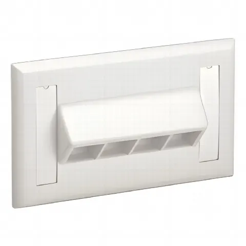 Placa de Pared Horizontal, Salida Para 4 Puertos Keystone, Con Espacios Para Etiquetas, Color Blanco Mate
