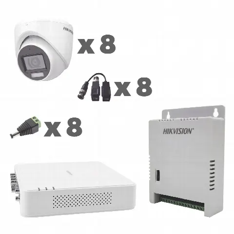 Kit TurboHD / DVR 8 Canales / 1080p / Audio Coaxitron / 8 Cámaras Eyeball / Micrófono Integrado / Luz Dual IR 30 m (98.4 ft) + Blanca 20 m (65.6 ft) / Fuente Seleccionable 12V/13.5V/15V