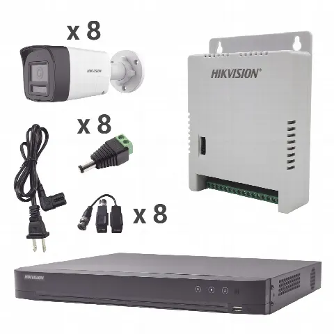 Kit TurboHD 4K / DVR 8 Canales / 8 Cámaras Bala 3K / Audio Bidireccional / Dual Light 30 m (98.4 ft) / ColorVu / IP67 / Exterior