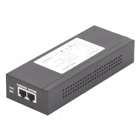 Inyector PoE / 56 Vcc / 30 Watts / Para Domos PTZ / 802.3af/at / 110-240 Vca / Endspan y Midspan
