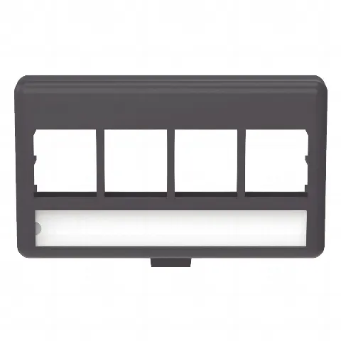 Placa de Mobiliario Modular Estándar, Salidas Para 4 Puertos Keystone, Color Negro