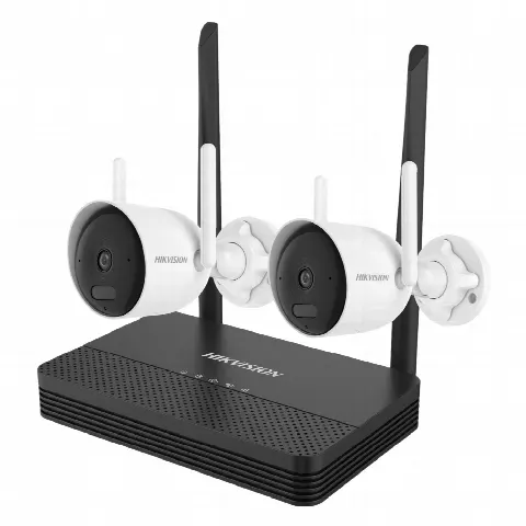 Kit de Videovigilancia IP Inalámbrico / 2 Megapixel / NVS 4 Canales / 2 Cámaras Bala / Dual Light 30 m (98.4 ft) IR + 20 m (65.6 ft) Luz Blanca / Wi-Fi 2.4 GHz / Audio Bidireccional / Exterior