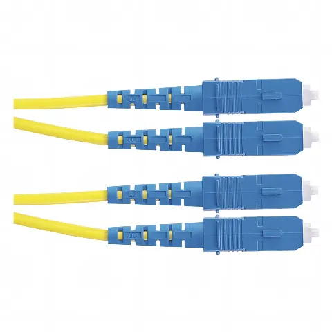 Jumper de Fibra Optica Monomodo 9/125 OS2, SC-SC Duplex, OFNR (Riser), Color Amarillo, 2 Metros