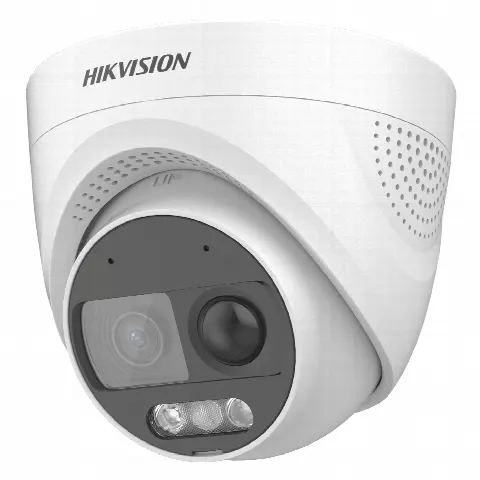 Cámara Turret TURBOHD / 2 Megapixel 1080p / Imagen a Color 24/7 / Luz Blanca 20 m (65.6 ft) / Sensor PIR 110° / Sirena 93.5 dB / Estrobo Rojo-Azul / IP67 / WDR 130 dB / Micrófono Integrado / Exterior