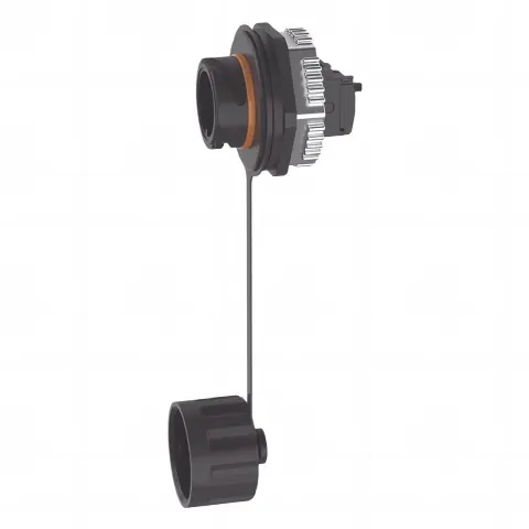 Conector Jack RJ45 de Uso Industrial Estilo TG, Blindado Categoría 6A, Con Tapa Protectora, Protección IP67