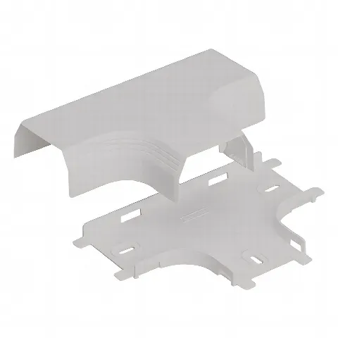 Accesorio en T, para uso con canaleta T45, Material PVC Rígido, Color Blanco Mate
