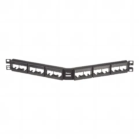 Panel de Parcheo Modular Mini-Com (Sin Conectores), Angulado, Sin Blindaje, Con Etiqueta y Cubierta, de 24 puertos, 1UR
