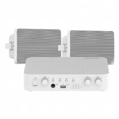 Kit Amplificador / 80W / 2 Zonas / Bluetooth USB RCA Micrófono / 100V 70V / 2 Altavoces