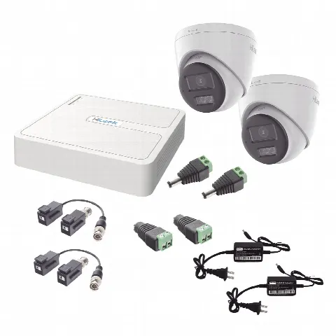 Kit de Videovigilancia TurboHD / 1080p Lite / DVR 4 Canales + 1 IP / 2 Cámaras Turret 2 MP / Audio Bidireccional / Dual Light 40 m (131.2 ft) / Visión Color / Exterior
