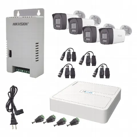 Kit de Videovigilancia TurboHD / DVR 4 Canales + 1 IP / 4 Cámaras Bala 2 Megapixel / Audio Bidireccional / Dual Light IR 30 m (98.4 ft) + Luz Blanca 20 m (65.6 ft) / IP67 / Fuente Regulada 12-15 VCC / Exterior
