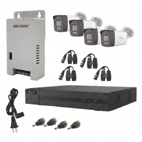 Kit de Videovigilancia TurboHD / 4 Canales + 1 IP / 2 Megapixel / Audio Bidireccional / Dual Light 30 m (98.4 ft) IR 20 m (65.6 ft) / Exterior IP67 / Fuente Regulada 12-15 VDC
