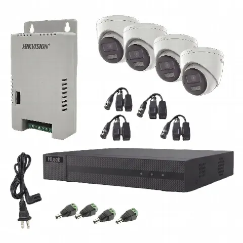 Kit de Videovigilancia TurboHD / DVR 4 Canales + 1 IP / 4 Cámaras Eyeball 2 MP / ColorVu / Dual Light 40 m (131.2 ft) / Audio Bidireccional / IP67 / Exterior