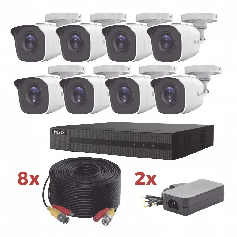 Kit de Videovigilancia TurboHD / DVR 8 Canales 1080p Lite / 8 Cámaras Bala 2 Megapixel / IR 20 m (65.6 ft) / Audio por Coaxitron / Cables Coaxiales 20 m (65.6 ft)