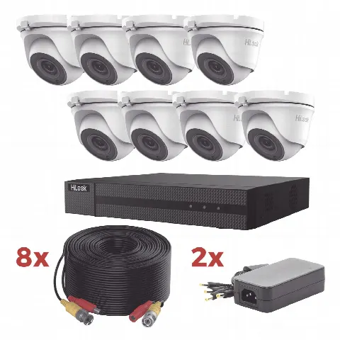 Kit de Videovigilancia TurboHD / DVR 8 Canales / 8 Cámaras Turret 2 Megapixel / IR 20 m (65.6 ft) / 8 Cables Coaxiales 20 m (65.6 ft) / 2 Fuentes de Alimentación