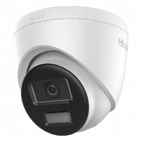 Cámara Turret IP / 2 Megapixel / Dual Light IR 20 m (65.6 ft) + Luz Blanca 15 m (49.2 ft) / Lente 2.8 mm / Ángulo 101° / Audio Integrado / IP67 / PoE / Exterior