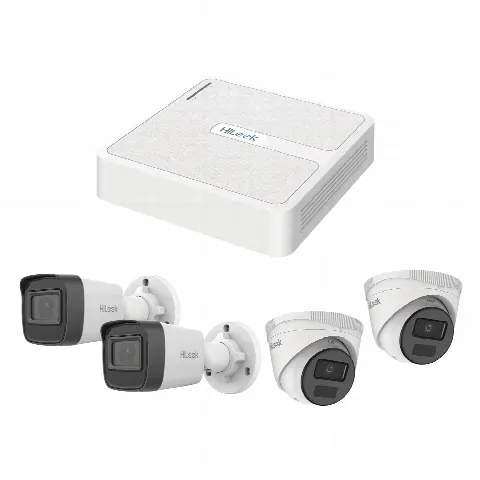 Kit de Videovigilancia IP / 2 Megapixel / NVR 8 Canales con 8 Puertos PoE+ / 4 Cámaras para Exterior / IR 20 m (65.6 ft) / Salidas VGA y HDMI