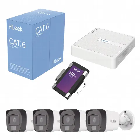 Kit IP / 4 Megapixel / NVR 8 Canales con 8 Puertos PoE+ / 4 Cámaras Bala Exterior / Micrófono Integrado / SSD 1 TB / Cable 305 m (1000.7 ft)