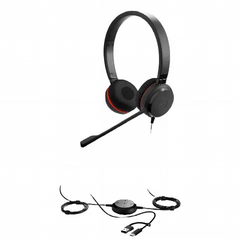 Auricular Profesional UC / Cancelación de Ruido Avanzada / Conexión Dual USB-C/A y 3.5 mm / Micrófono con Supresión de Ruido de Fondo / Controlador en Cable con LED / Almohadillas para Uso Prolongado