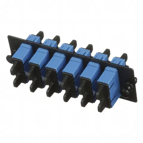 Placa Acopladora de Fibra Optica FAP, Con 6 Conectores SC Duplex (12 Fibras), Para Fibra Monomodo OS1/OS2, Color Azul
