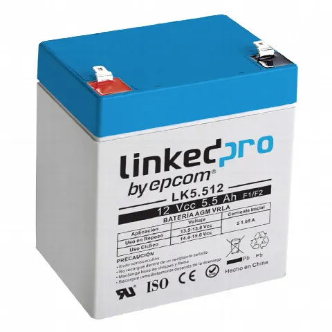 Batería de Respaldo AGM / 12 V / 5.5 Ah / Vida Útil 5 Años / Terminales F1 + Adaptador F2 / UL Certificada