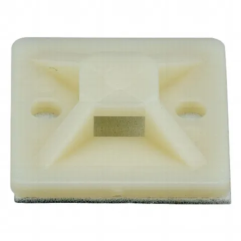 Montaje-Sujetador Adhesivo de 4 Vías de 3/4 x 3/4 x 1/4, Color Natural,  Nylon 6.6 Retardante de Llamas V-2, Paquete de 100pz