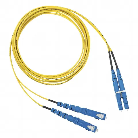 Jumper de Fibra Optica Monomodo 9/125 OS2, LC-SC Duplex, OFNR (Riser), Color Amarillo, 3 Metros