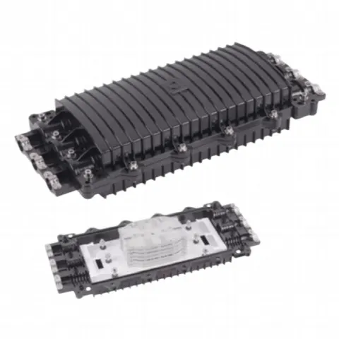 Caja de Distribución de Fibra Óptica Horizontal / 96 Empalmes / IP68 / 3 Puertos / 7-15 mm / Exterior